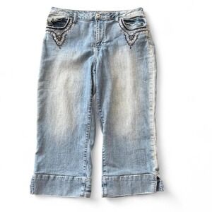 Vintage 90s LA Blues Embellished Cropped Wide Leg Jeans